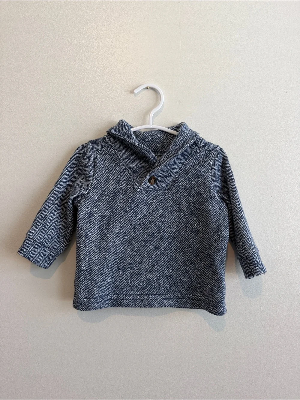 Carter's Blue Herringbone Shawl-Collar Pullover